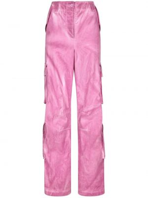 Βαμβακερό παντελόνι cargo σε φαρδιά γραμμή Dolce & Gabbana ροζ