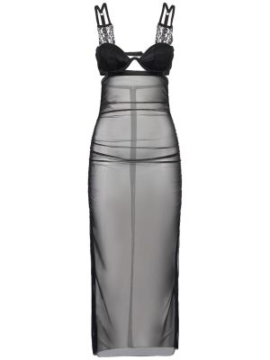 Tylové midi šaty Dolce & Gabbana černé
