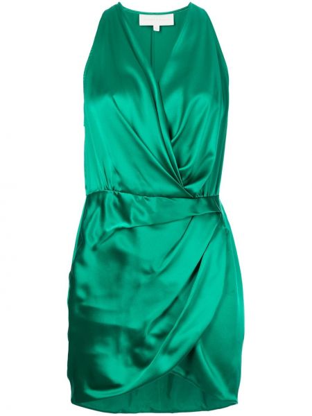 Koktejl obleka z draperijo Michelle Mason zelena