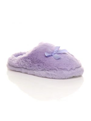 Тапочки на каблуке на плоском каблуке Ajvani фиолетовые