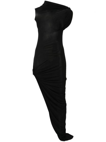Rochie lunga din jerseu asimetrică Rick Owens Lilies negru