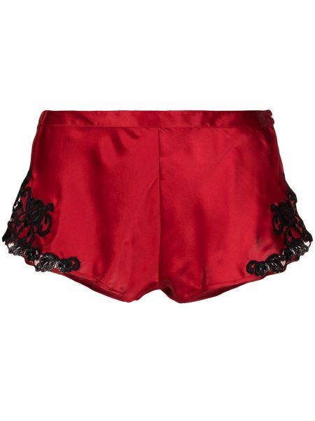 Pantalones cortos con perlas de encaje La Perla rojo