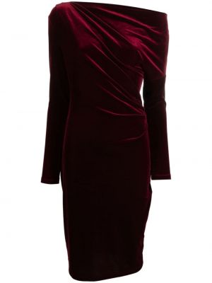 Aksamitna sukienka midi Lauren Ralph Lauren czerwona