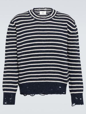 Prugasti vuneni džemper s izlizanim efektom Ami Paris