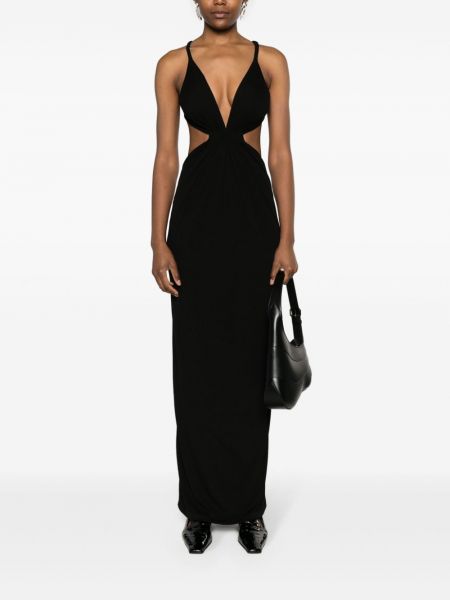 Sukienka długa z krepy Saint Laurent czarna