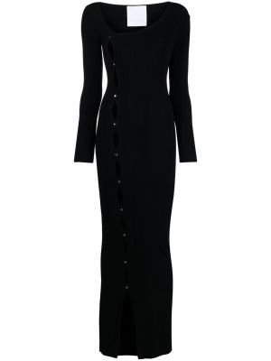 Viskózové pletené šaty s dlouhými rukávy Paris Georgia - černá