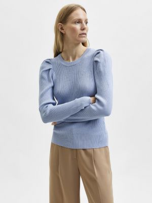Viszkóz pulóver Selected Femme - kék