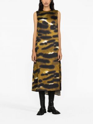 Midi šaty s potiskem s tygřím vzorem Christian Wijnants hnědé