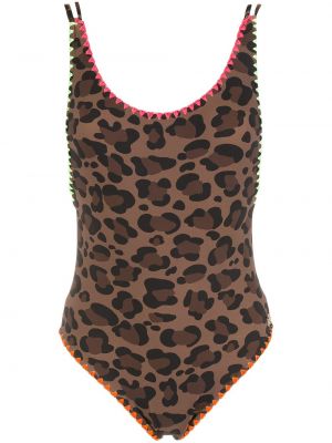 Costum de baie cu imagine cu model leopard Brigitte maro