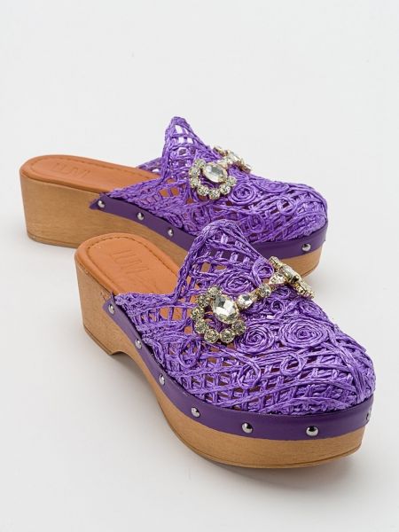 Papuci de casă din piele tricotate Luvishoes violet