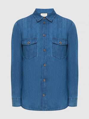 Синяя джинсовая рубашка Gucci