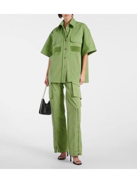 Camicia di cotone con motivo a stelle Stella Mccartney verde