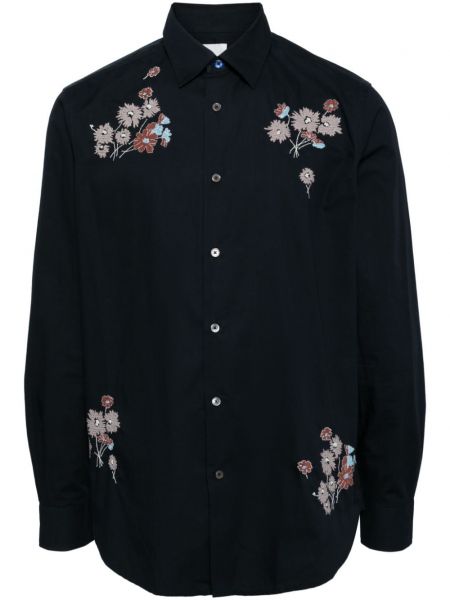 Kvetinová bavlnená dlhá košeľa Paul Smith modrá