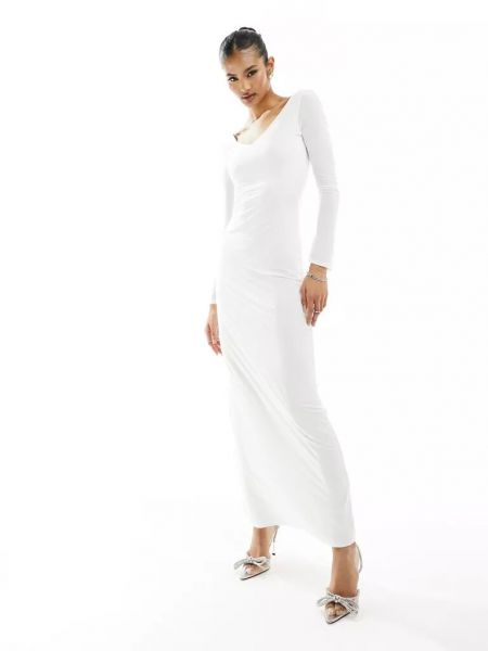 Длинное платье с v-образным вырезом Fashionkilla белое