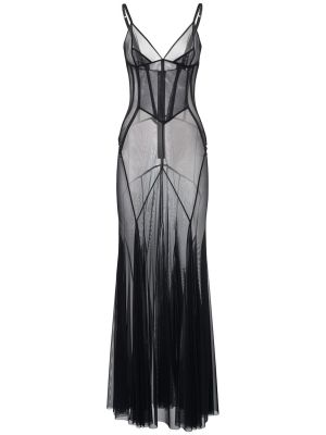 Dolga obleka iz tila Dolce & Gabbana črna