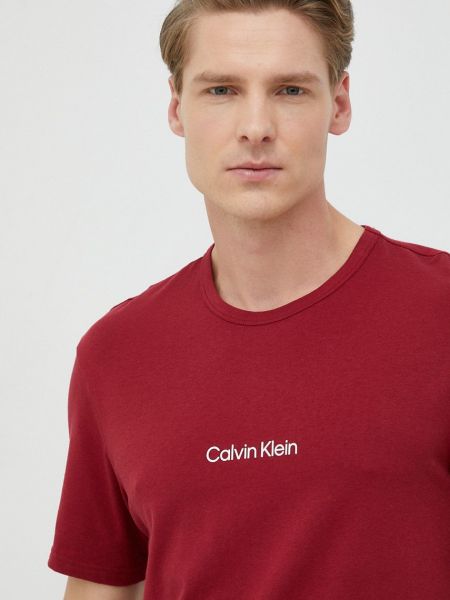 Пижама с принт с къс ръкав Calvin Klein Underwear червено