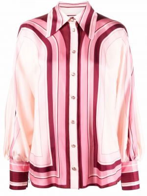 Camisa de seda a rayas Zimmermann rosa