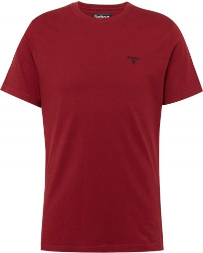 Bavlnené priliehavé tričko s výšivkou Barbour - červená
