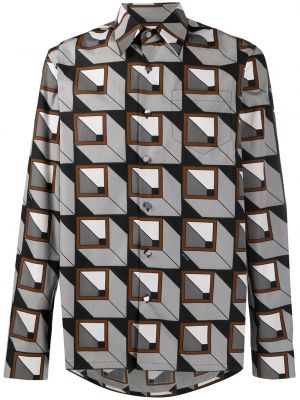 Camisa con estampado con estampado geométrico Prada negro