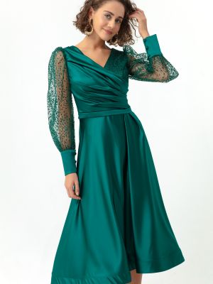 Saténové večerní šaty Lafaba zelené