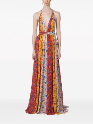 Mustriline lilleline kleit Carolina Herrera punane