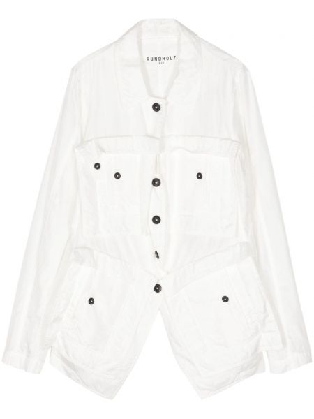 Pamučna svilena jakna s volanima Rundholz bijela