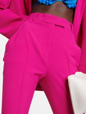 Slim fit ravne hlače z visokim pasom The Attico roza