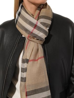 Шелковый шерстяной шарф Burberry бежевый