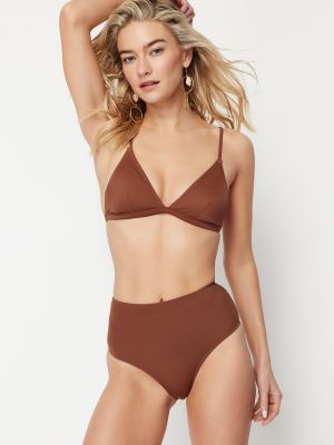 Bikini z wysoką talią Trendyol brązowy