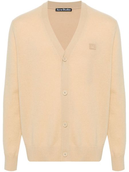 Cardigan long en laine avec applique Acne Studios beige