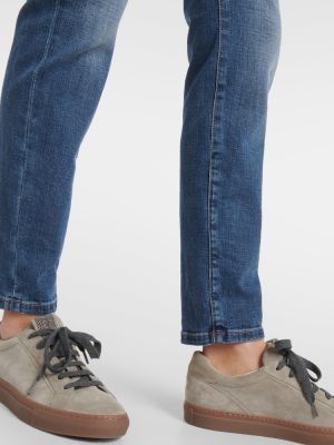 Skinny fit džínsy s vysokým pásom Brunello Cucinelli modrá