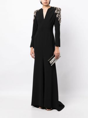 Sukienka wieczorowa z dekoltem w serek z kryształkami Jenny Packham czarna