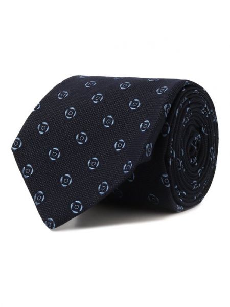 Хлопковый шелковый галстук Luigi Borrelli синий