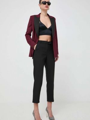 Jednobarevné kalhoty s vysokým pasem Max&co. černé
