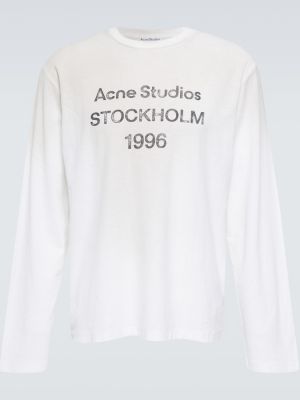 Βαμβακερή μπλούζα Acne Studios λευκό