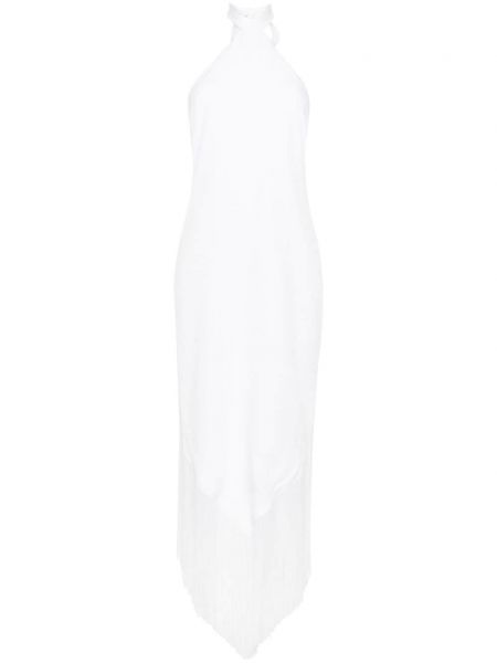 Sukienka długa z frędzli Taller Marmo biała