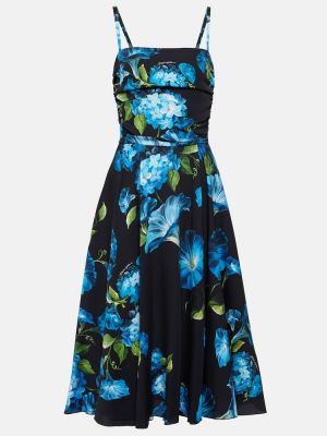 Květinové hedvábné midi šaty Dolce&gabbana modré