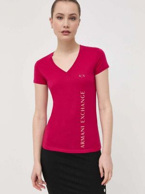 Памучна тениска Armani Exchange розово