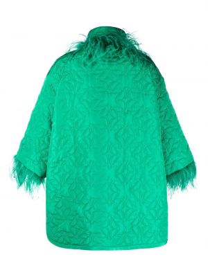 Pikowany płaszcz w piórka Elie Saab zielony