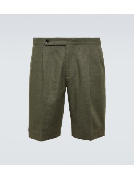 Lanene kratke hlače Incotex zelena