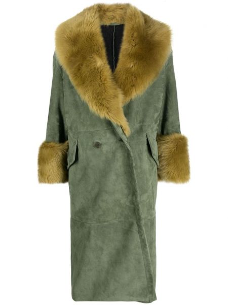 Palton de blană din piele Salvatore Santoro verde