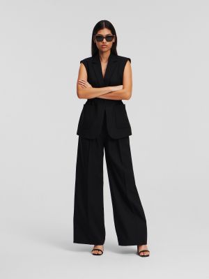 Широки панталони тип „марлен“ Karl Lagerfeld черно