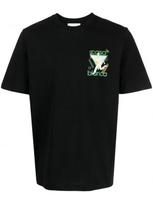 Bavlněné tričko s potiskem Casablanca černé