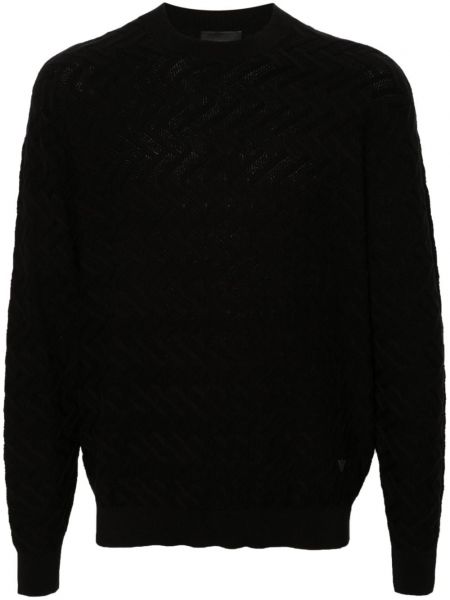Памучен пуловер Emporio Armani черно
