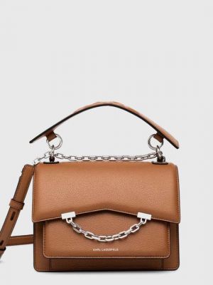 Кожаная сумка через плечо Karl Lagerfeld коричневая