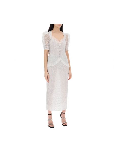 Sukienka midi koronkowa w serca Alessandra Rich biała