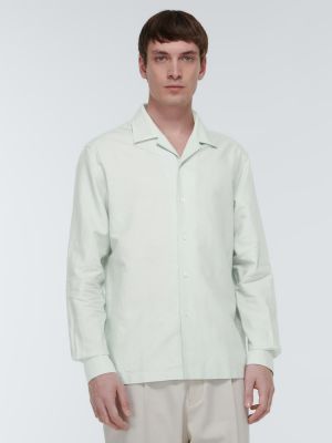 Camisa de lino de seda de algodón Zegna verde