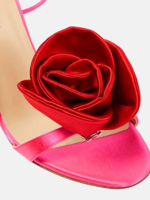Satynowe sandały w kwiatki Magda Butrym różowe