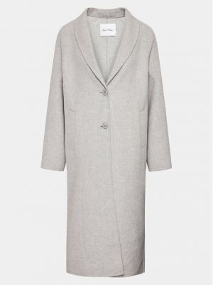 Voľný vlnený priliehavý kabát American Vintage sivá