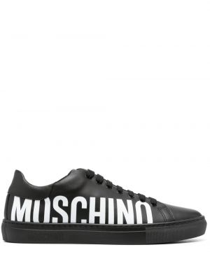 Sneakersy skórzane Moschino czarne